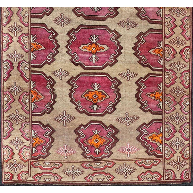 Tribal Antique Kurdish Gallery Runner With Tribal Design in Repeating Medallions 5'1 X 10'10 For Sale - Image 3 of 11