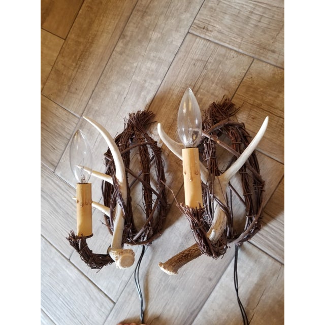 Rustic Antler and Twig Wall Sconces For Sale - Image 3 of 11