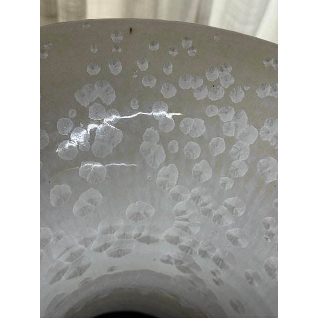 Late 20th Century 35” Extra Large Shiwan Proc Style Blue Green Crystalline Glaze Pottery Floor Vase Signed For Sale - Image 5 of 12