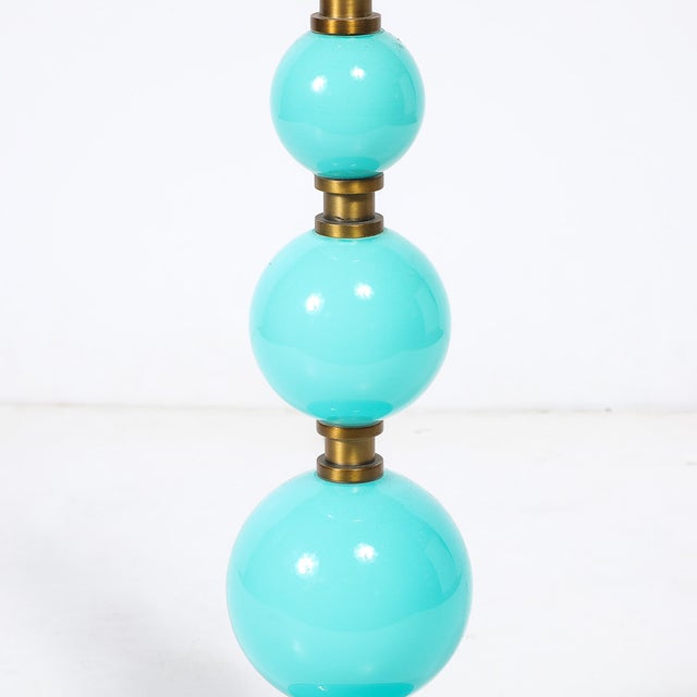 Mid-Century Modern Mid-Century Modernist Hand-Blown Murano Glass Ball Table Lamp in Robins Egg Blue For Sale - Image 3 of 11