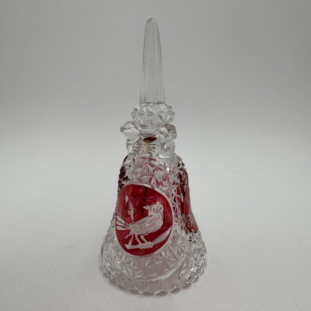 Art Deco Byrdes Collection 6" Bell by Hofbauer 24% Lead Crystal For Sale - Image 3 of 7