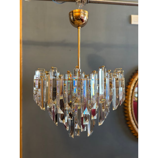 Cristal Triedri Murano Glass Chandelier by Venini For Sale - Image 10 of 18