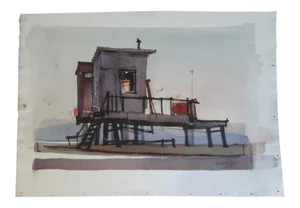 Frank Moss Hamilton Clamdiggers' Hut, Balboa, California 1952 Watercolor Painting