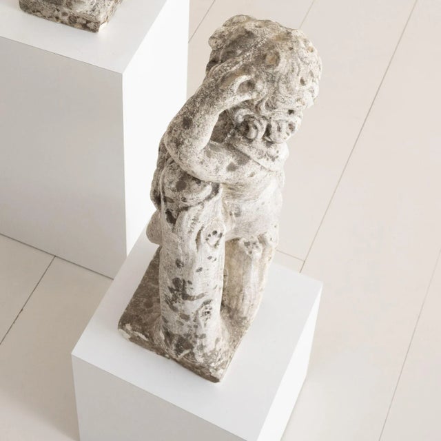 Sculpture Materials Early 20th Century Italian Concrete Garden Cherub Statue For Sale - Image 7 of 9