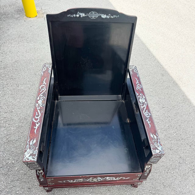 Brown Chinese Rosewood With Mother of Pearl Inlay Lounge Chairs - Set of 3 For Sale - Image 8 of 12