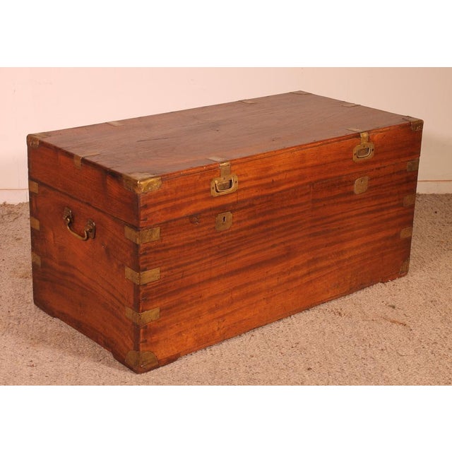19th Century Camphor Wood Marine Chest with Double Locks For Sale - Image 5 of 15