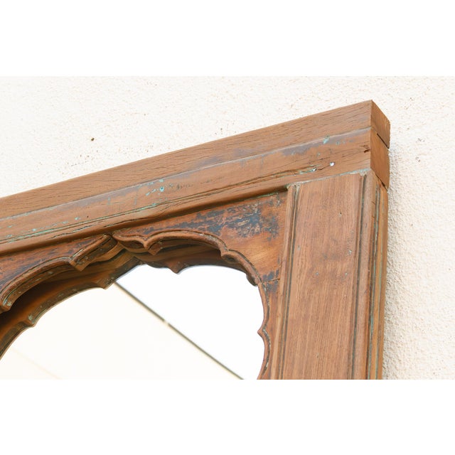 Wood Tall Antique Indian Arched Mirror For Sale - Image 7 of 10