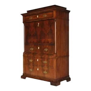 Mid 19th Century French Empire Flame Mahogany Drop Front Secretaire Abattant Secretary Desk