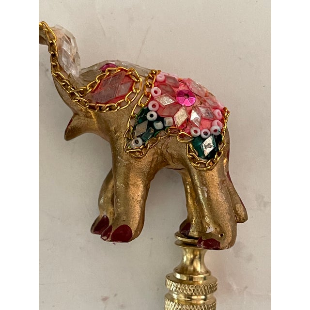 Indian 1960s Bejeweled Elephant Figurines LSMP Finials - a Pair For Sale - Image 3 of 4