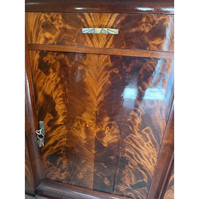 Art Deco Museum-Quality French Art Deco Sideboard With Spectacular Limousin Bronze Sculpture For Sale - Image 3 of 11