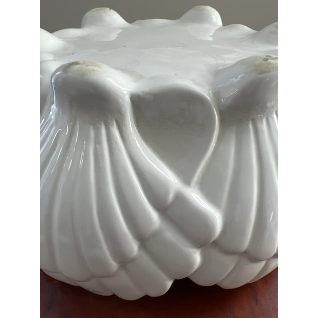 White Vintage White Ceramic Scallop Shell Serving Bowl For Sale - Image 8 of 10