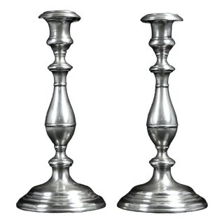 Plated Brass Candlesticks from Henniger, 19th Century, Set of 2 For Sale