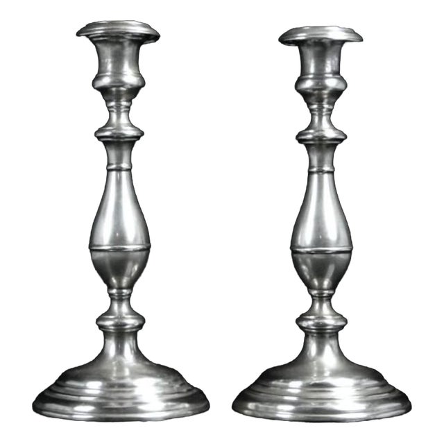 Plated Brass Candlesticks from Henniger, 19th Century, Set of 2 For Sale