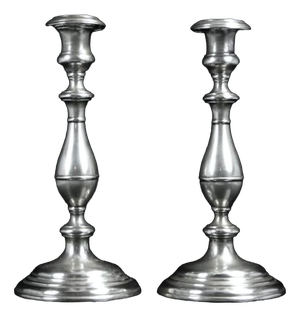 Plated Brass Candlesticks from Henniger, 19th Century, Set of 2
