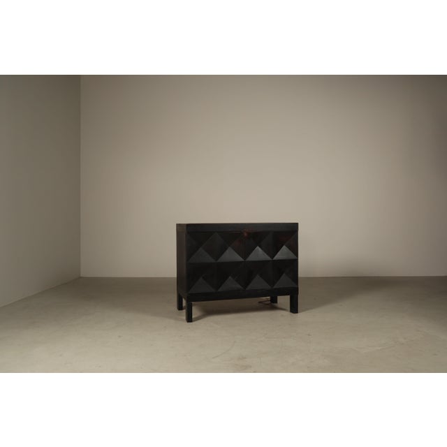 Wood Brutalist Bar Cabinet in Ebonized Oak by Jean Batenburg for MI, Belgium, 1960s For Sale - Image 7 of 17