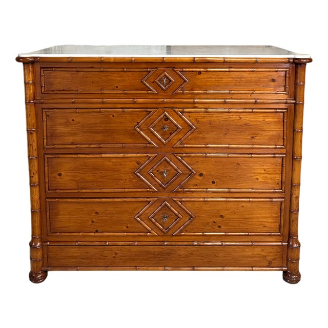Antique Chest of Drawers in Faux Bamboo, 1880s For Sale
