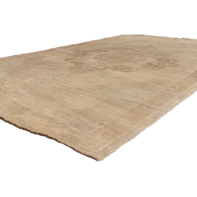 52490 Vintage Turkish Oushak Rug, 07'03 x 11'05. The Anatolian Garland: A Vintage Turkish Oushak Masterpiece of Ethereal...