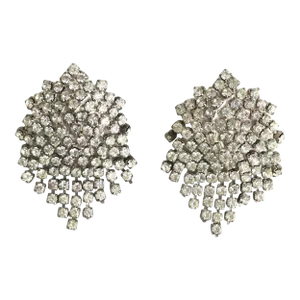 Vintage Faux Diamond Rhinestone Earrings - 2 Pieces