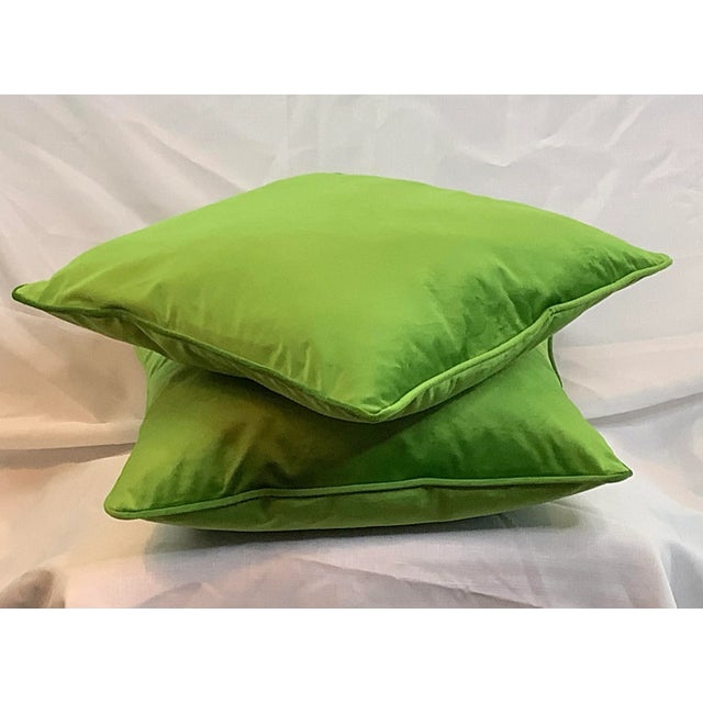 Contemporary Italian Green Apple Velvet Pillows - A Pair For Sale In Orlando - Image 6 of 7