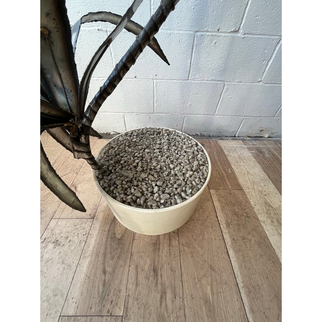 Metal 1970s Brutalist Metal Botanical Floor Sculpture in Fesco Planter Jansen Style For Sale - Image 7 of 8