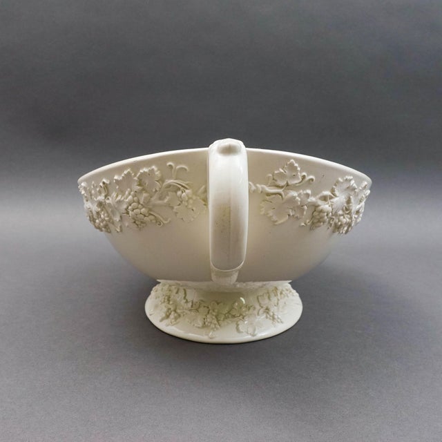 Mid 20th Century Wedgewood Embossed Queensware England Cream on Cream Large Centerpiece Bowl For Sale In Miami - Image 6 of 12