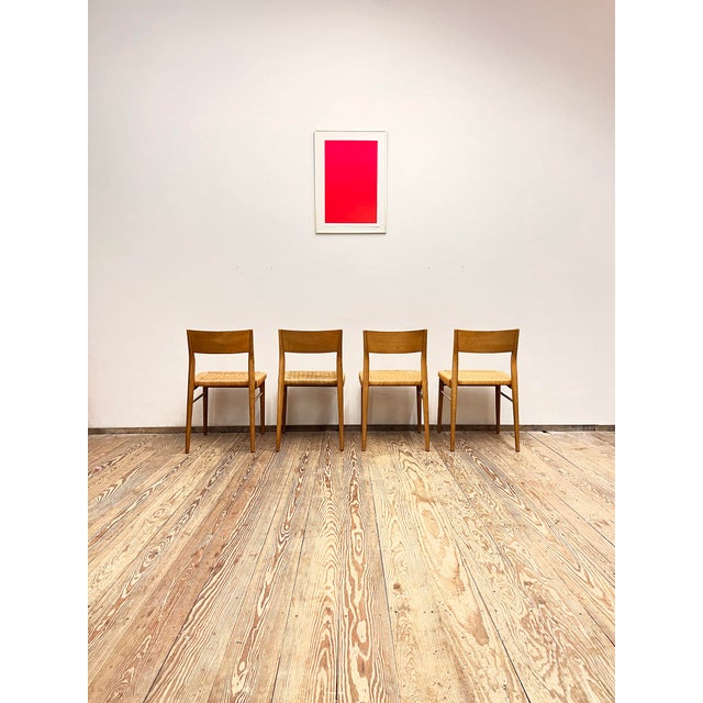 Wilkhahn Mid-Century German Dining Chairs in Teak and Rattan Mesh by Georg Leowald for Wilkhahn, 1950, Set of 4 For Sale - Image 4 of 17