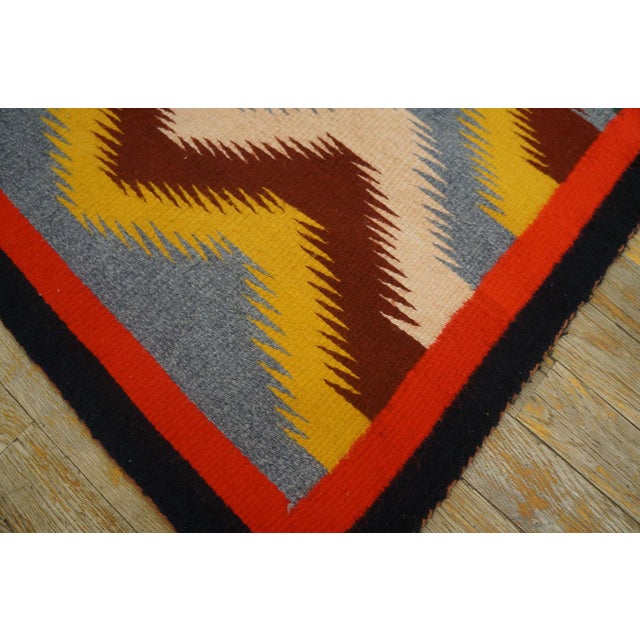 Textile Beautiful Multicolored Background With Zigzag Lines Geometric Design Vintage American Navajo Rug For Sale - Image 7 of 11
