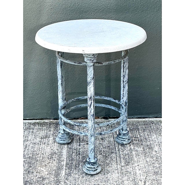 Vintage Postmodern Cast Aluminum Outdoor Side Table - 895 For Sale In West Palm - Image 6 of 12