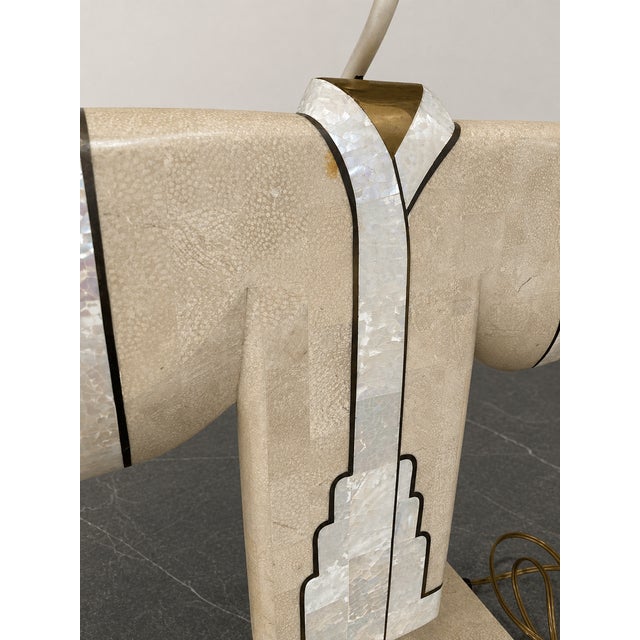 Metal 1970s Maitland-Smith Tessellated Stone & Brass Kimono Table Lamp For Sale - Image 7 of 14
