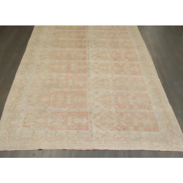 Early 20th Century Antique Zabihi Collection Turkish Ghiordes Soft Pink Gallery Corridor Rug For Sale - Image 5 of 12