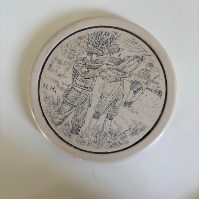 Ivory Mid 20th Century Comoys of London Set of English Sporting Scrimshaw Faux Whale Bone Ivory Coasters For Sale - Image 8 of 12