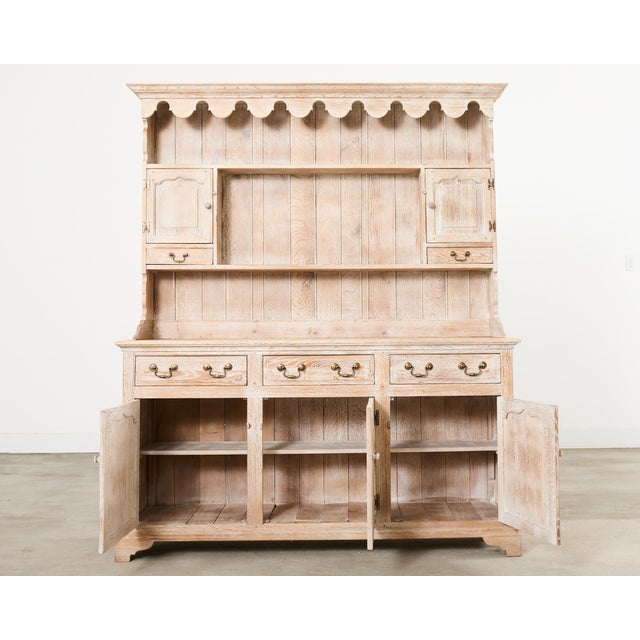 Late 20th Century Country English Cerused Limed Oak Welsh Cupboard Dresser For Sale - Image 13 of 18