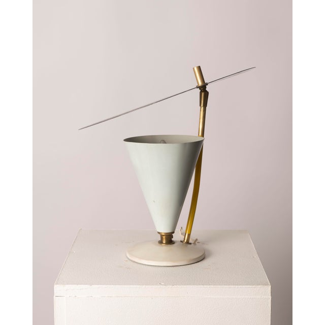 Mid-Century Italian Table Lamp in Lacquered Metal and Brass, 1950s For Sale - Image 4 of 8