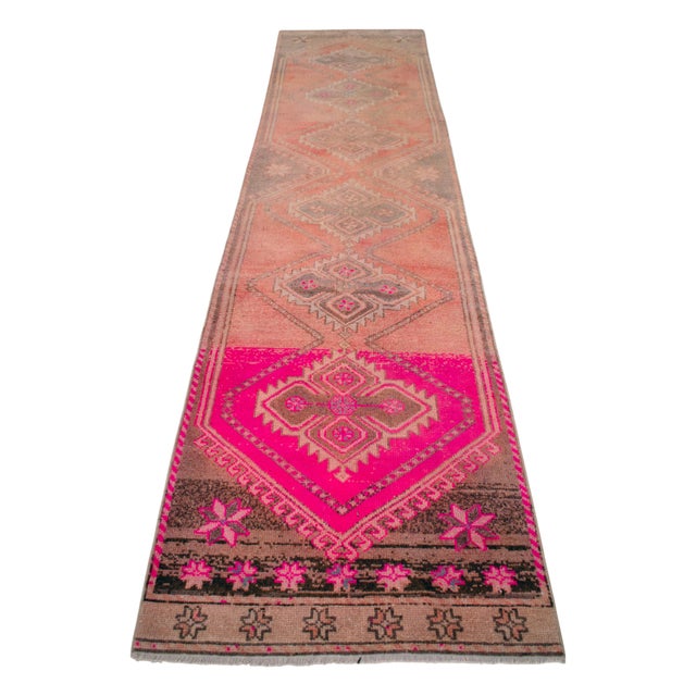 Hand-Knotted Turkish Kurdish Runner Rug 3′ × 12′ For Sale - Image 6 of 13