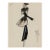 Vintage French Fashion Art Print – Black Coat and Gray Fur Illustration, 24" X 32" For Sale