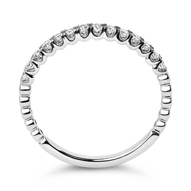 Early 21st Century 14K White Gold 1/4 Cttw Round Diamond Prong Set Wedding Band For Sale - Image 5 of 7