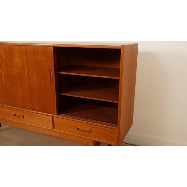 Wood Vintage Danish Highboard in Teak For Sale - Image 7 of 14