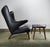 Mid 20th Century Hans Wegner A.P. Stolen Papa Bear Chair AP-19 & Ottoman Redone in Black Leather For Sale - Image 9 of 18