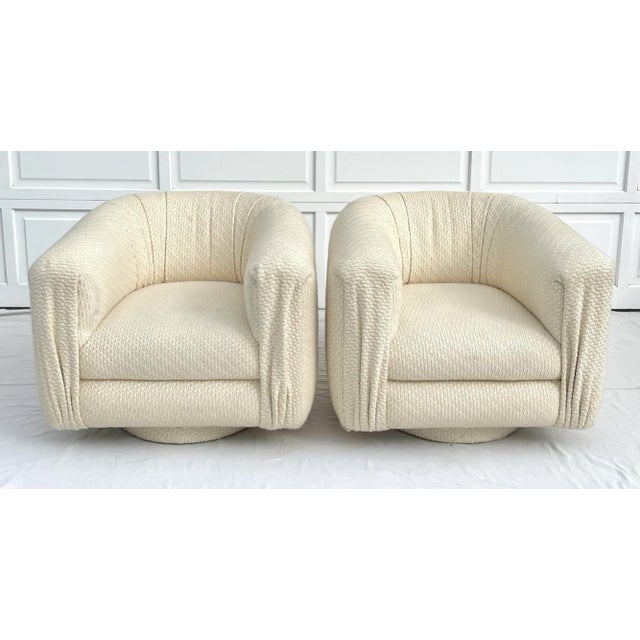 Contemporary Pair of Postmodern 1980's Swivel Club Chairs by Martin Brattrud For Sale - Image 3 of 12