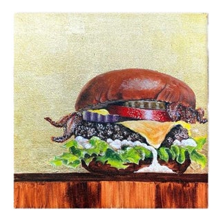 Duke Windsor, "Lots of Mayo" Impressionist Still Life Painting With Acrylic and Gold Leaf For Sale