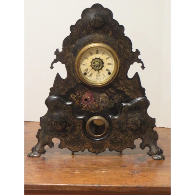 Antique 1850's Cast Iron Mantel Clock For Sale - Image 10 of 10
