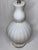 1980s Ribbed White Glass Double Gourd Lamp Lucite Base For Sale - Image 5 of 10