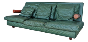 Green Leather Sofa by Antonio Citterio for B&B Italia, 1980s