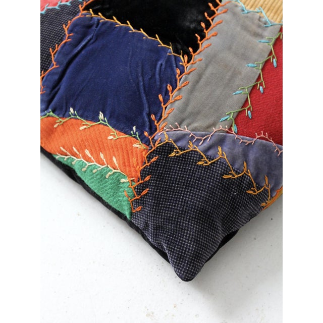 Antique Victorian Crazy Quilt Pillow For Sale - Image 4 of 5