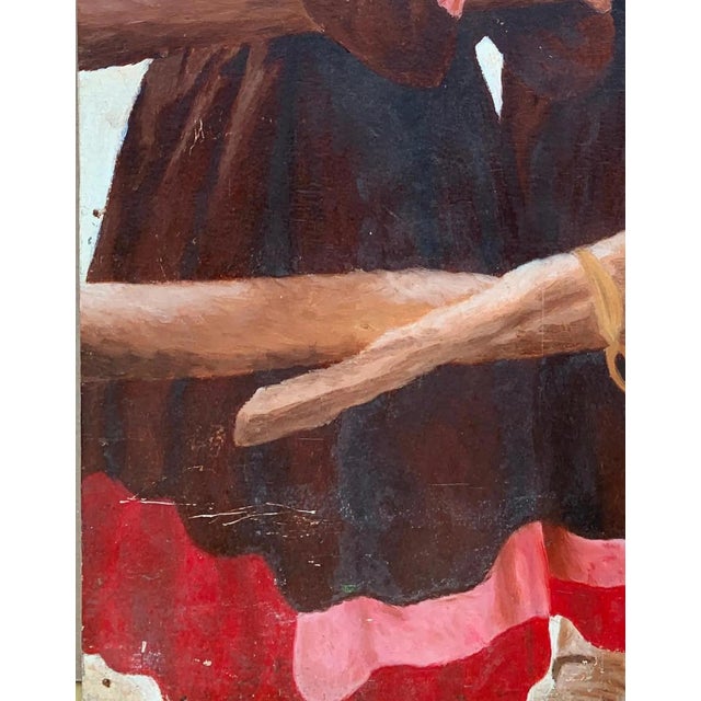 1970s 1970s Portrait Little Girl Child Antique Oil Painting Original Soviet Art Ukrainian Artist Unknown 65-50 For Sale - Image 5 of 6