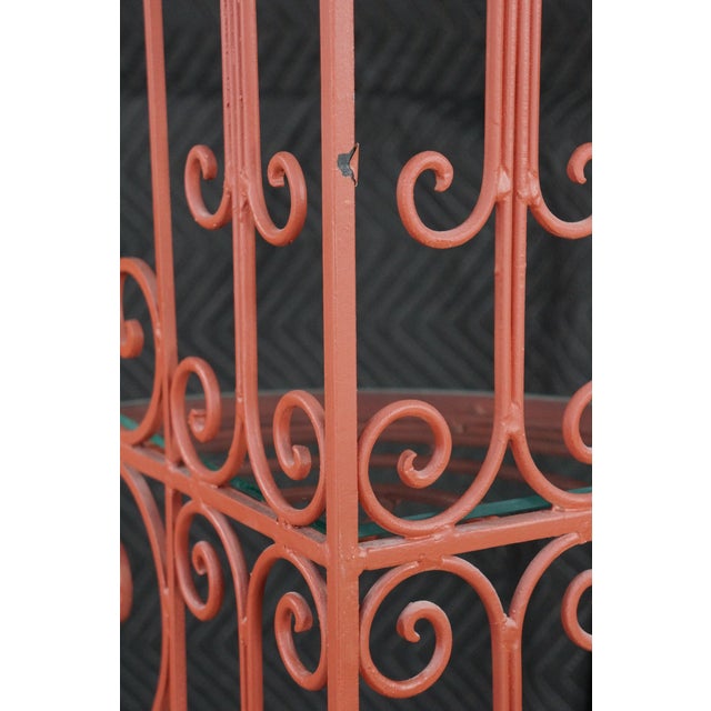 Red Vintage French Style Red Scrolled Wrought Iron Four-Tier Corner Etagere Stand For Sale - Image 8 of 18