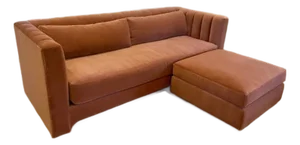 Hollywood Regency 90" Designer Velvet Sofa With Ottoman
