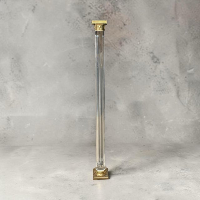 Mid-Century Modern Mid-Century Modern Italian Neo-Classical Style Lucite & Brass Pedestals Columns or Floor Lamps - Pair For Sale - Image 3 of 9