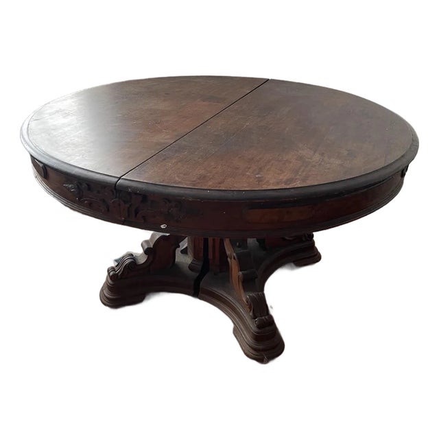 Antique Solid Oak Extension Dining Table For Sale