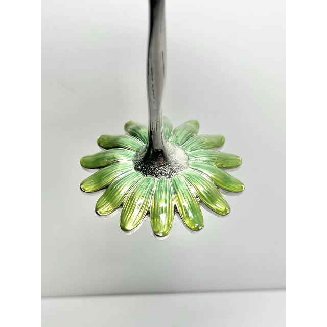 Forever International Green Enamel Metal Flower Wine Glasses - Set of 4 For Sale In Dallas - Image 6 of 9